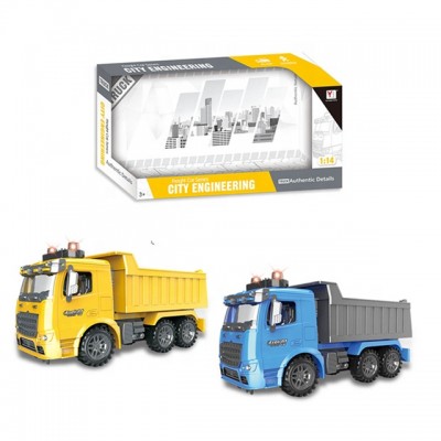 1:14 truck trailer toy friction garbage truck toy plastic wheels yellow friction truck toy